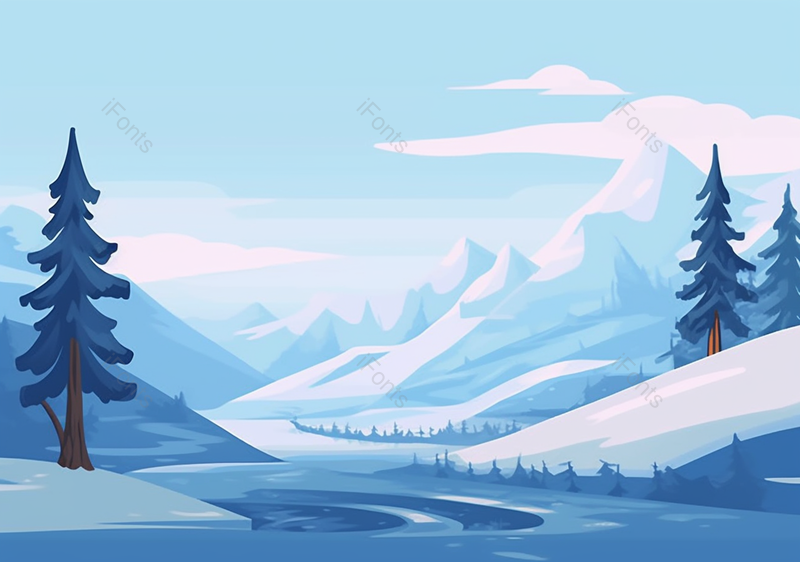 手绘蓝色天空背景下的雪山,插画/手绘图,插画/手绘图库,插画/手绘图下载,插画/手绘